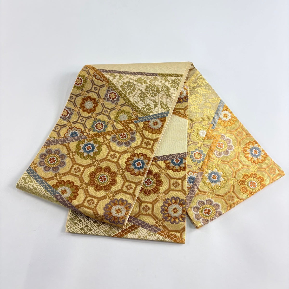 袋帯 秀品 蜀江華文 金糸 刺繍 金色 六通 正絹｜中古・古着
