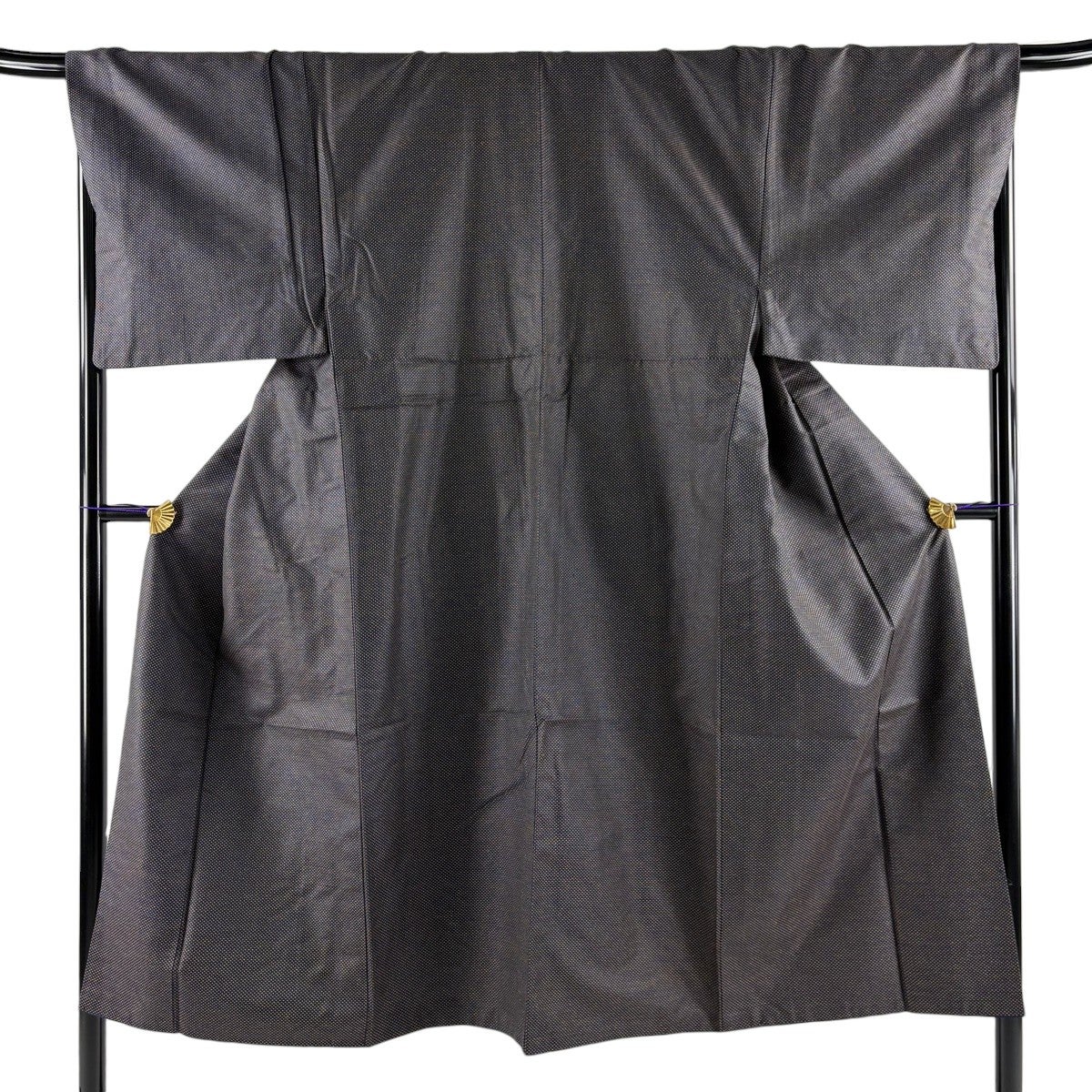美品】 男着物 身丈146cm 裄丈69.5cm M 袷 紬 絣柄 紺色 正絹 秀品