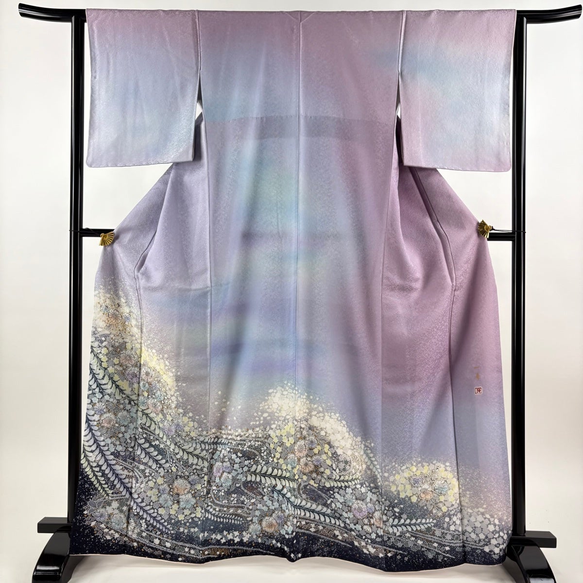 訪問着 身丈166.5cm 裄丈62.5cm S 袷 吉乃一廉 落款あり 辻が花 銀通し