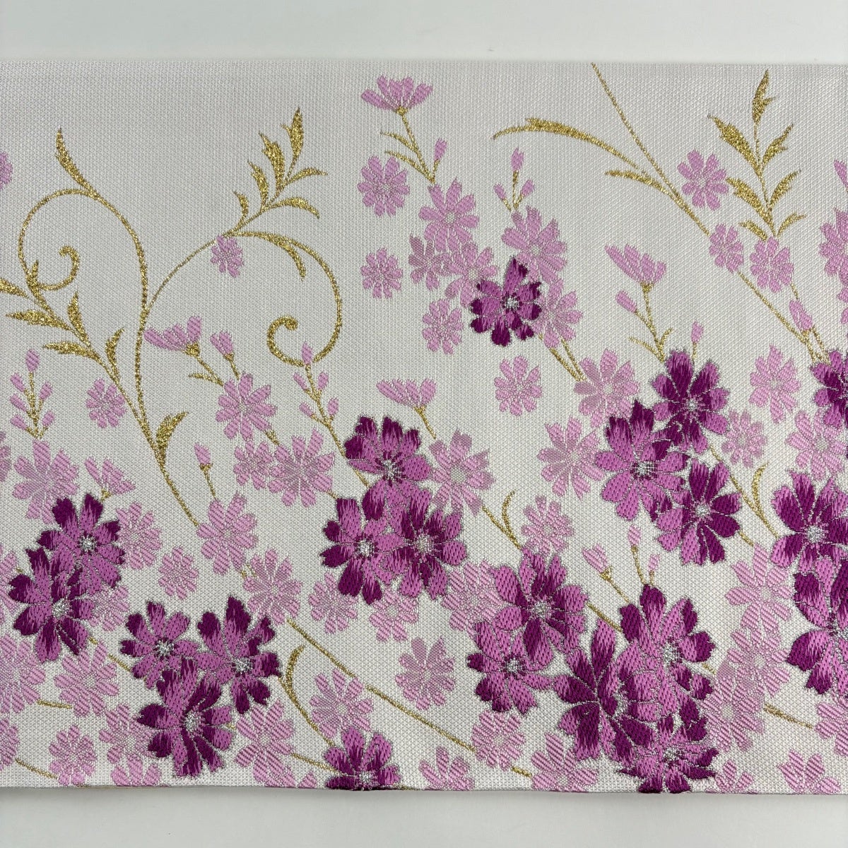 美品】 袋帯 秀品 草花 箔 銀糸 薄紫 六通 正絹｜中古・古着