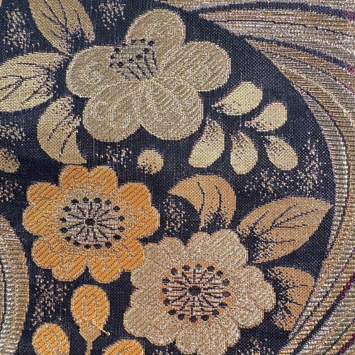 袋帯 秀品 草花 幾何学模様 金糸 箔 金色 全通 正絹｜中古・古着