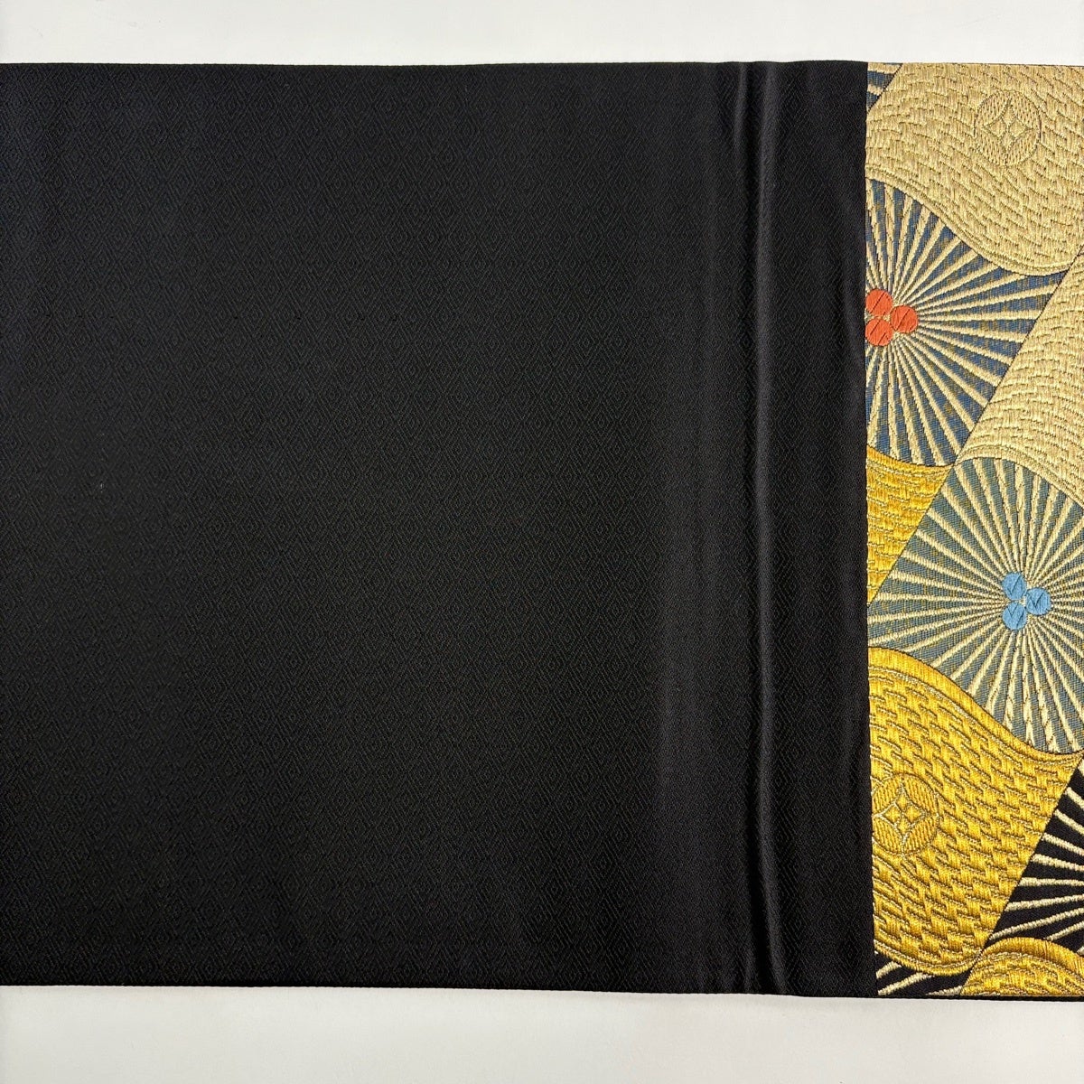美品】 袋帯 秀品 七宝 若松 金銀糸 刺繍 金色 六通 正絹｜中古・古着
