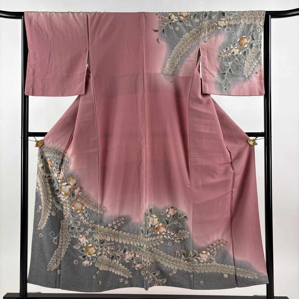 訪問着 身丈156cm 裄丈64.5cm M 袷 落款あり 辻が花 金通し ぼかし 赤