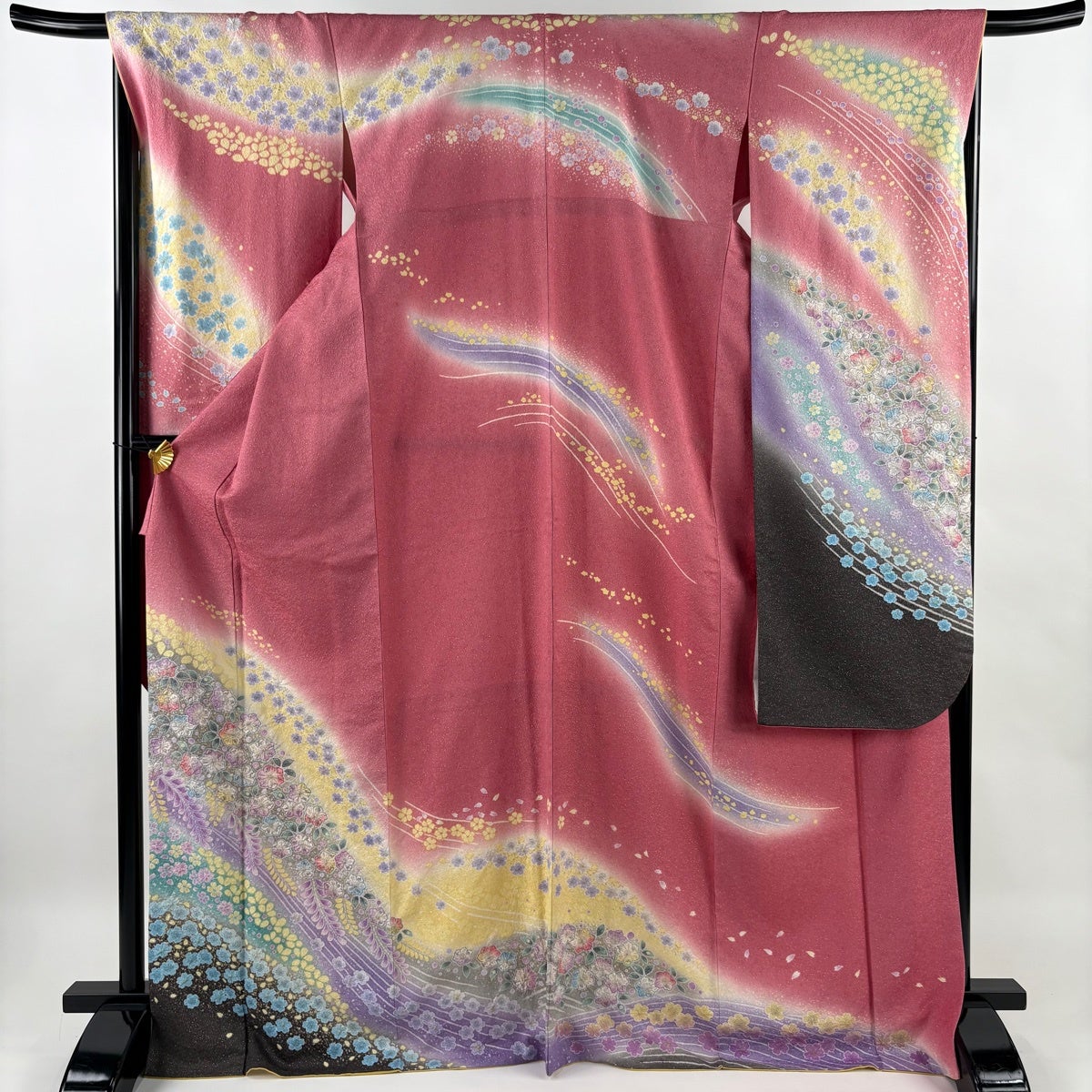 振袖 身丈170.5cm 裄丈68cm 正絹 名品 正絹 振袖 裄丈68cm 草花 やまと 真紅色