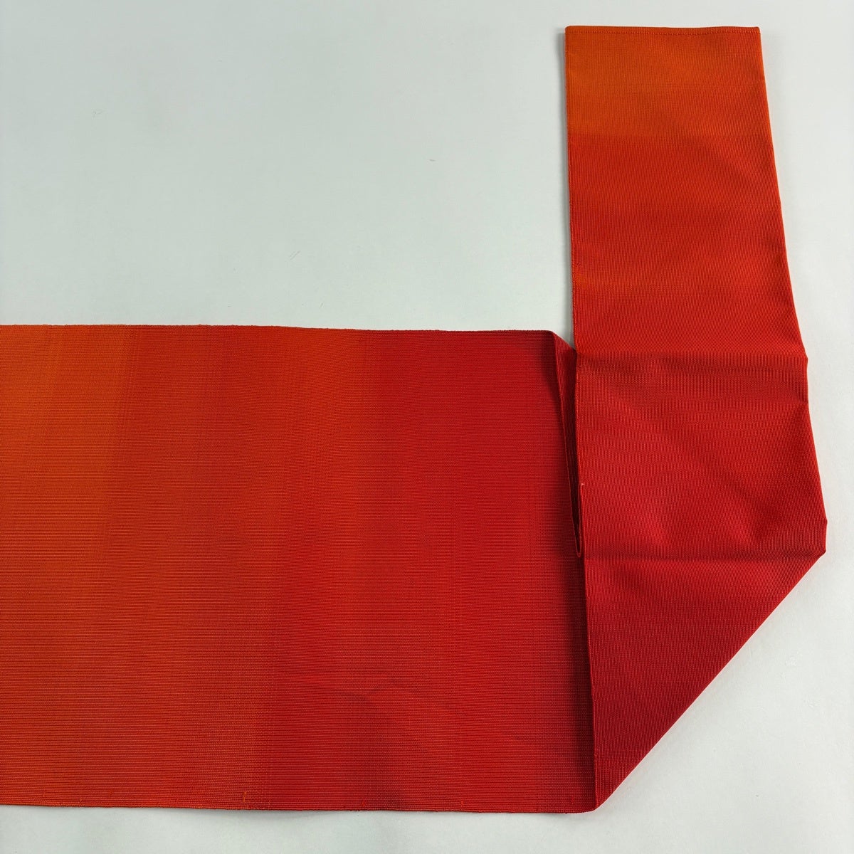 美品】 名古屋帯 優品 八寸名古屋帯 松葉仕立て 霞 オレンジ 正絹