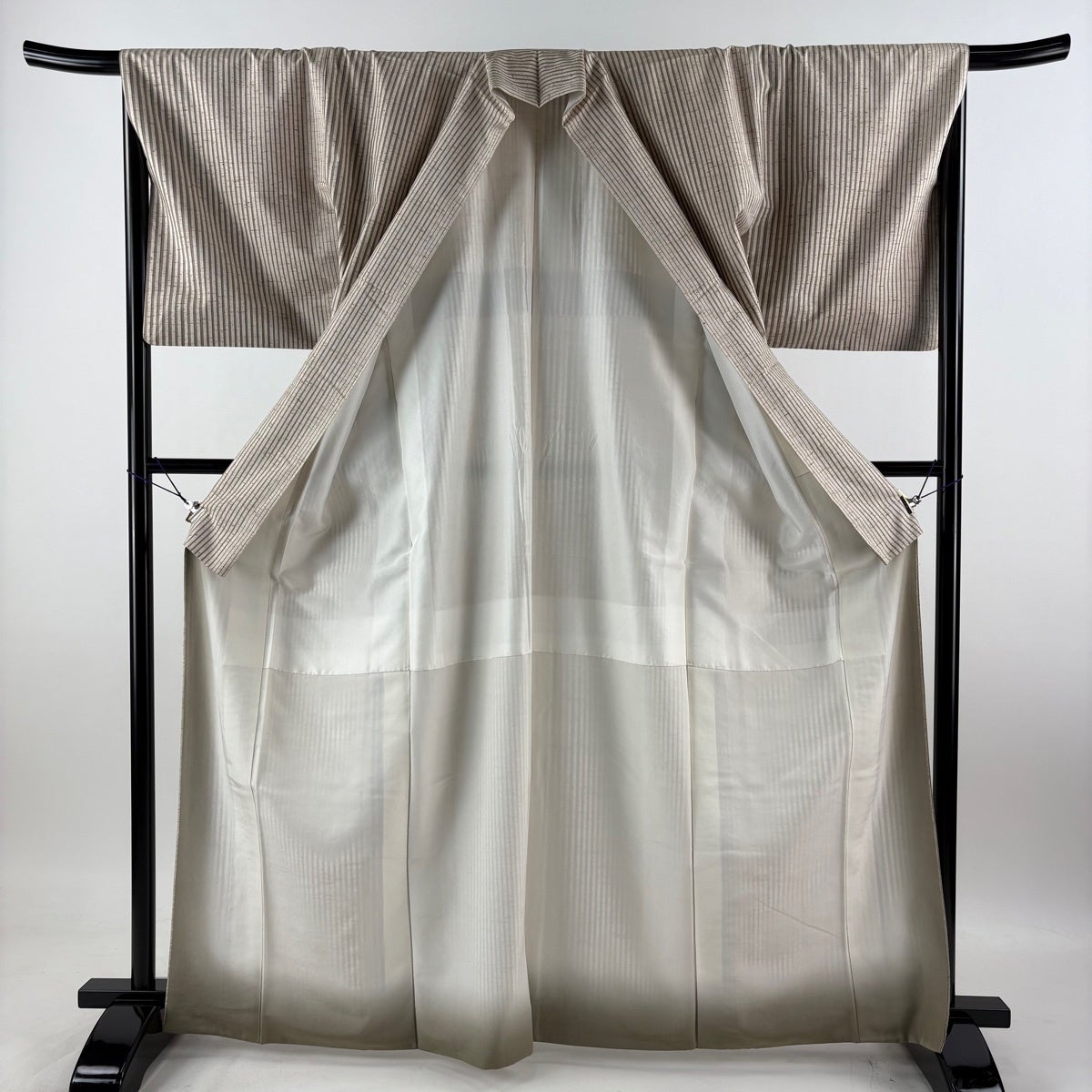 美品】 紬 身丈165cm 裄丈67cm M 袷 名古屋帯セット 灰茶 正絹 名品