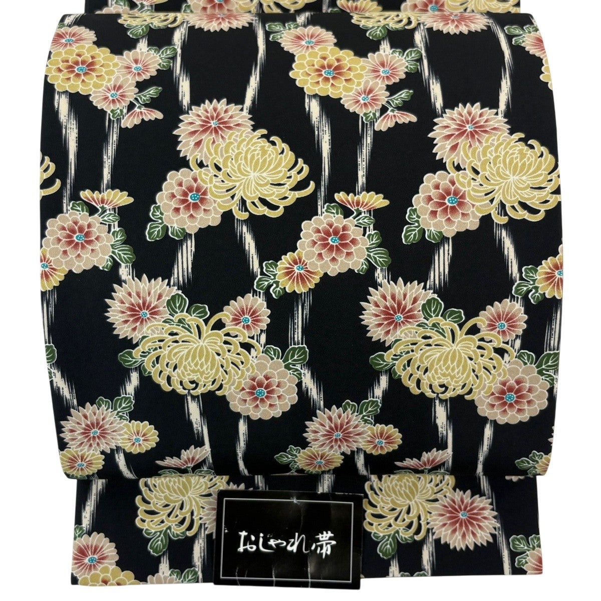 美品】 袋名古屋帯 優品 菊 黒 化繊｜中古・古着・リサイクル着物通販