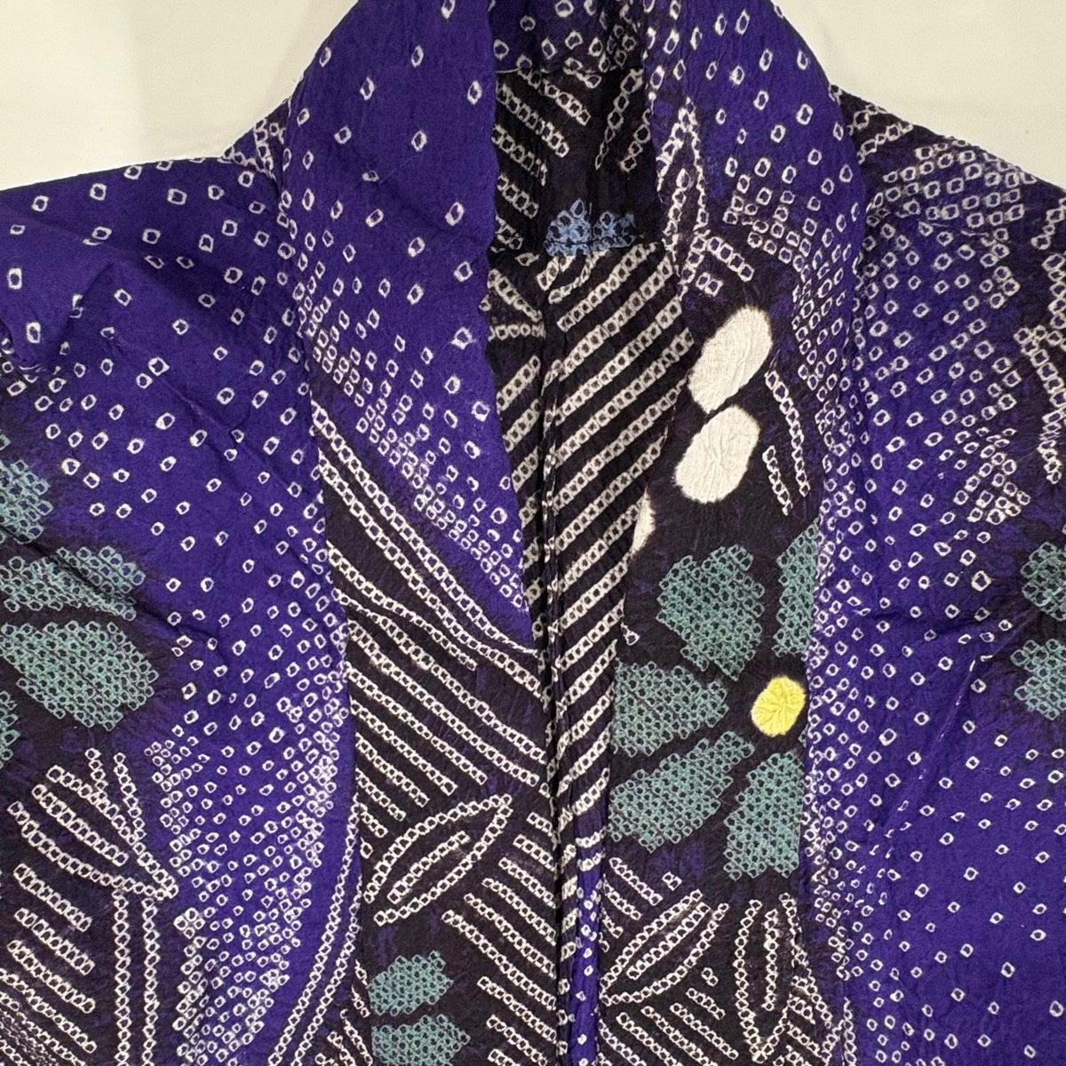 浴衣 身丈151cm 裄丈61cm S 絞り浴衣 草花 紫 綿 名品｜中古・古着