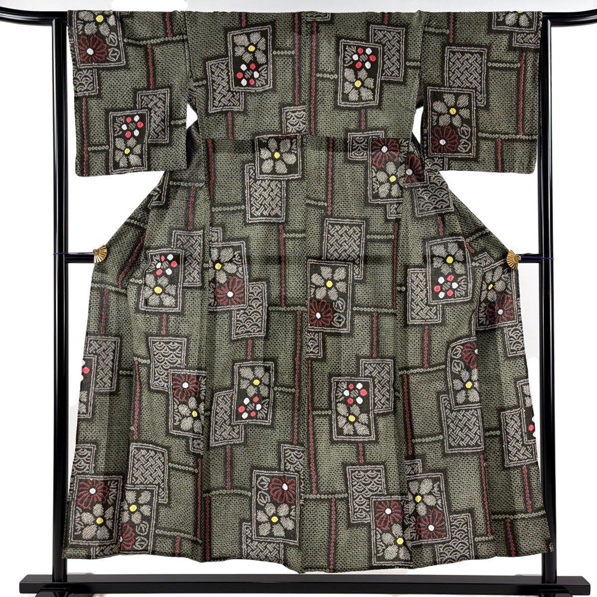 美品】 浴衣 身丈157.5cm 裄丈65.5cm M 絞り浴衣 草花 紺色 綿 名品