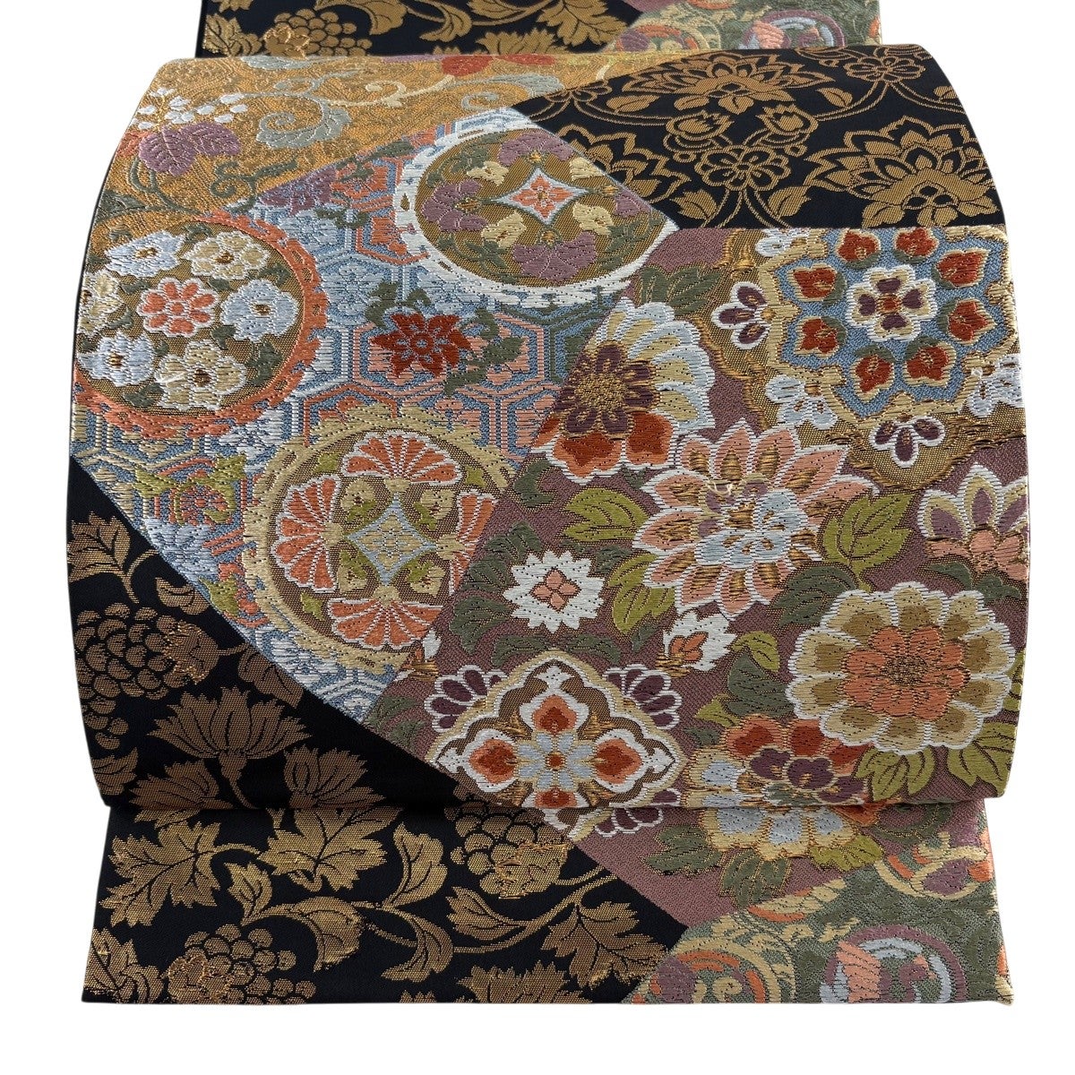 美品】 袋帯 名品 本金全通本袋 桐竹鳳凰紋 金糸 刺繍 紫 全通 正絹