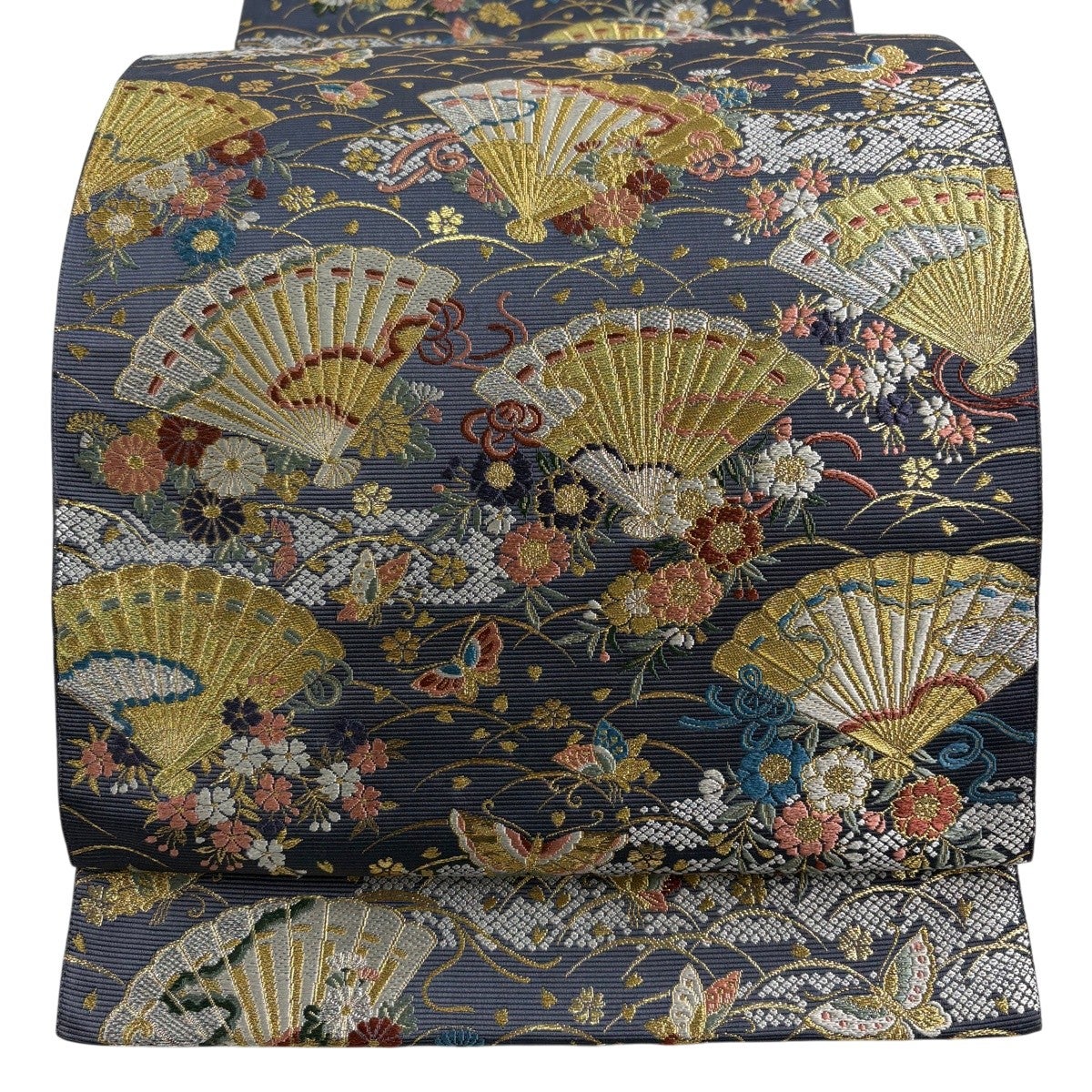 美品】 袋帯 名品 落款あり 徳川美術館秘蔵 能楽百扇 24金プラチナ三重