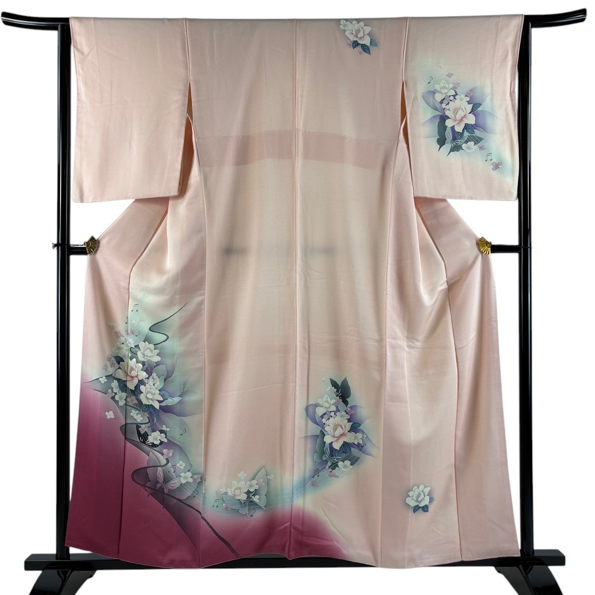 付下げ 身丈158.5cm 裄丈62cm S 袷 花丸文 蔓帯 金糸 刺繍 薄ピンク