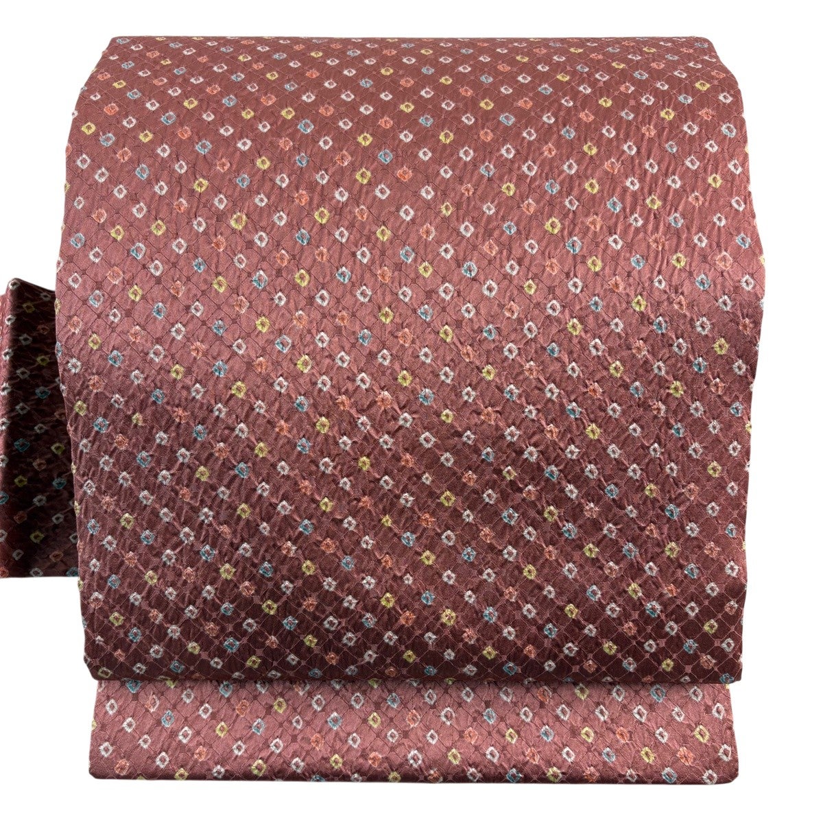 名古屋帯 美品 秀品 有職文様 市松 小豆色 正絹 中古 美品 名古屋帯