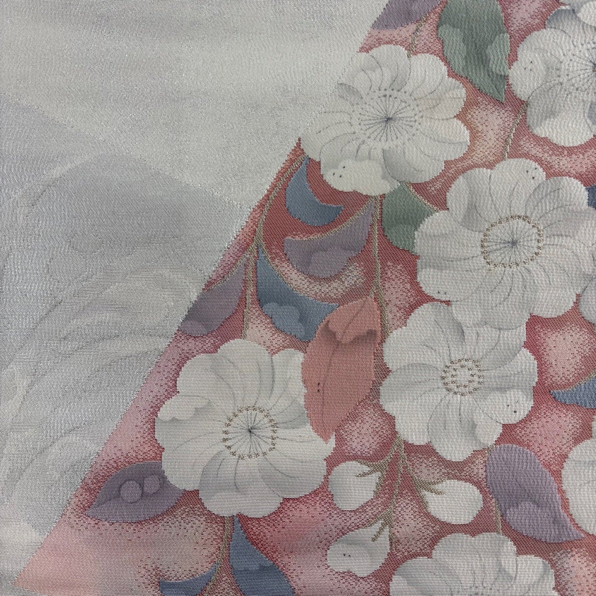 美品】 袋帯 秀品 辻が花柄 箔 金銀糸 クリーム お太鼓柄 正絹｜中古