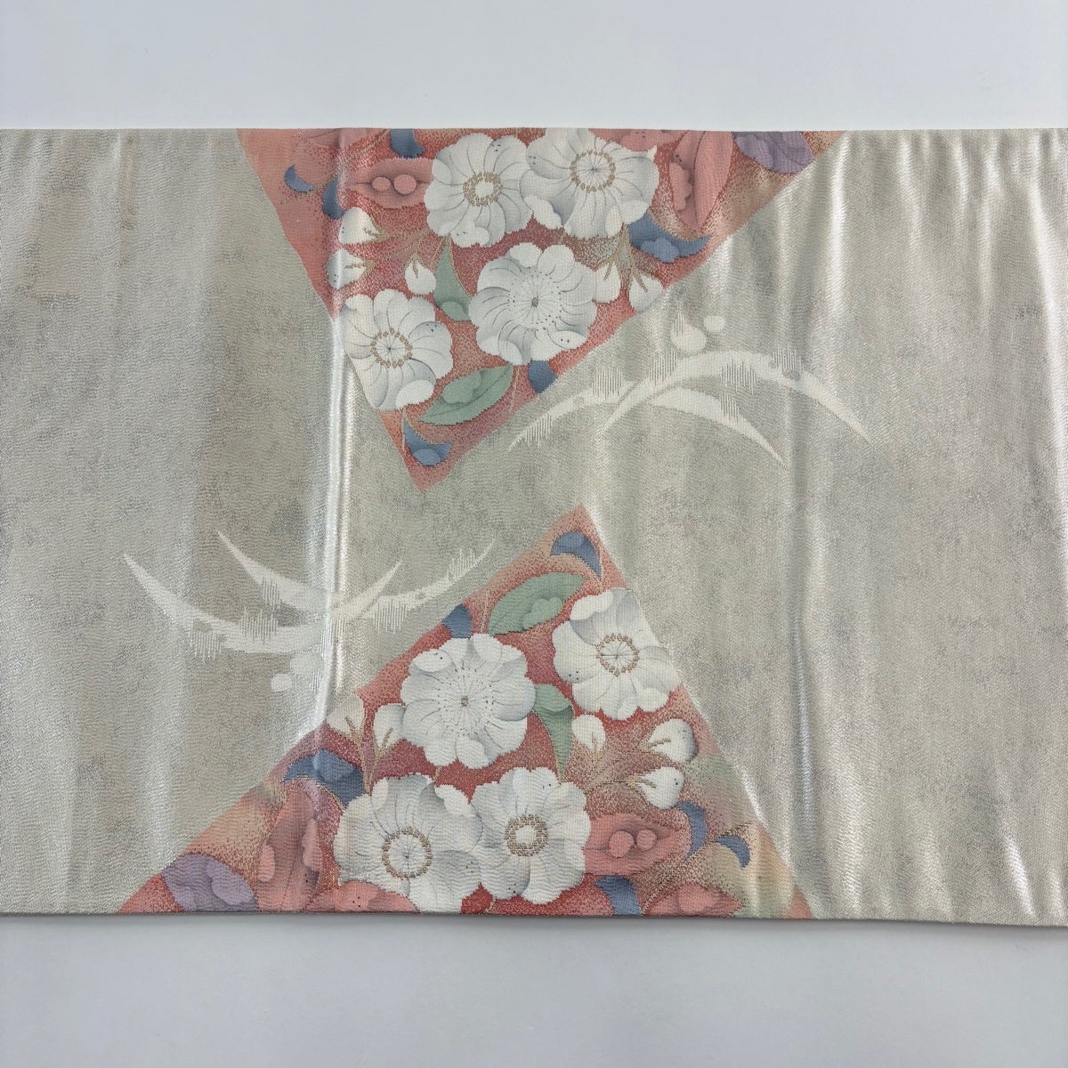 美品】 袋帯 秀品 辻が花柄 箔 金銀糸 クリーム お太鼓柄 正絹｜中古