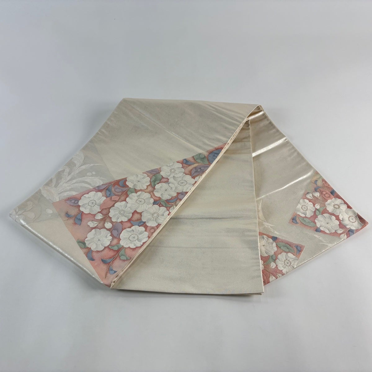 未着用　作家もの　袋帯　辻ヶ花　銀通し　ぼかし染め　着物　084a d 美品】 袋帯 秀品 辻が花柄 箔 金銀糸 クリーム お太鼓柄 正絹｜中古