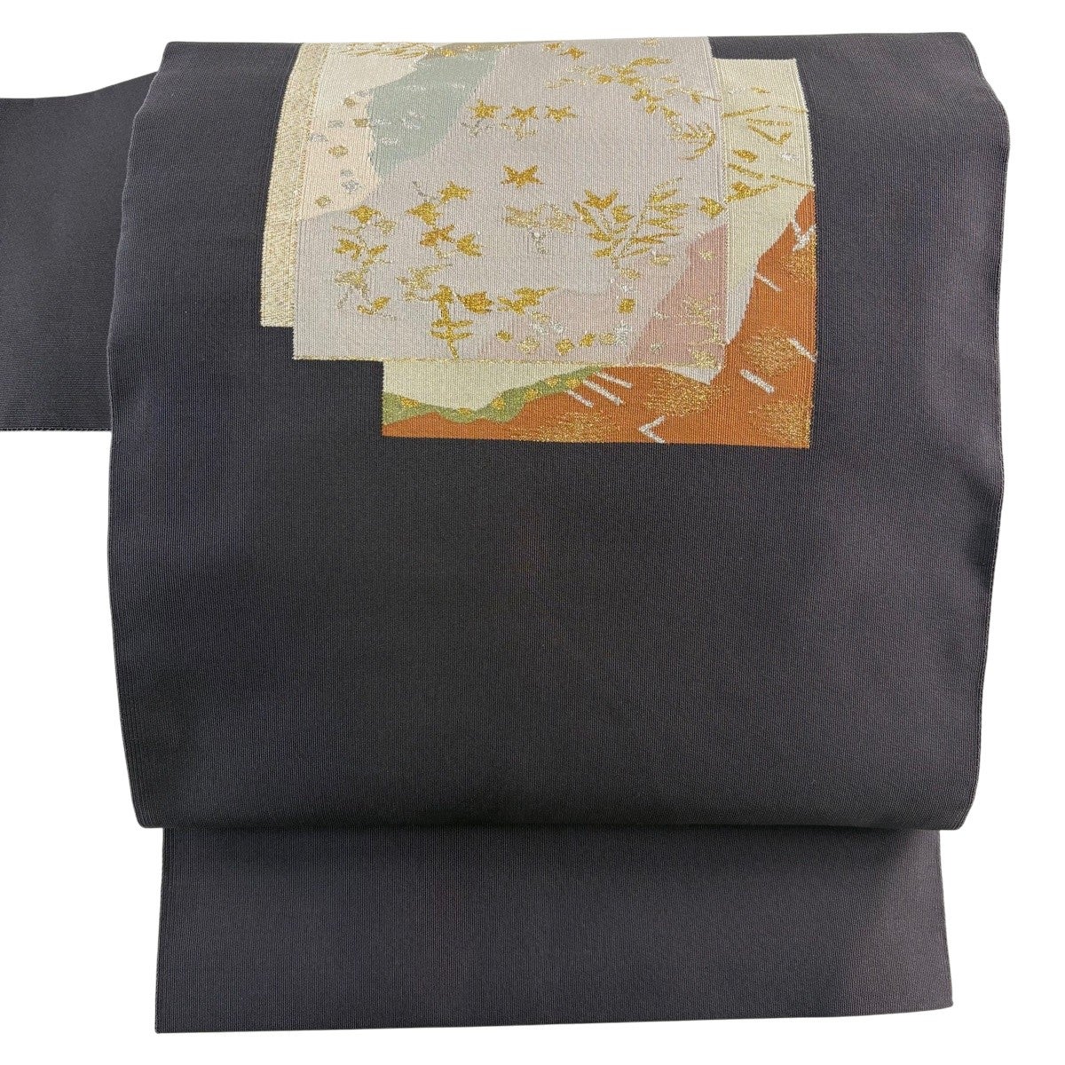 美品】 名古屋帯 優品 花車 雲文 金銀糸 箔 緑 正絹｜中古・古着