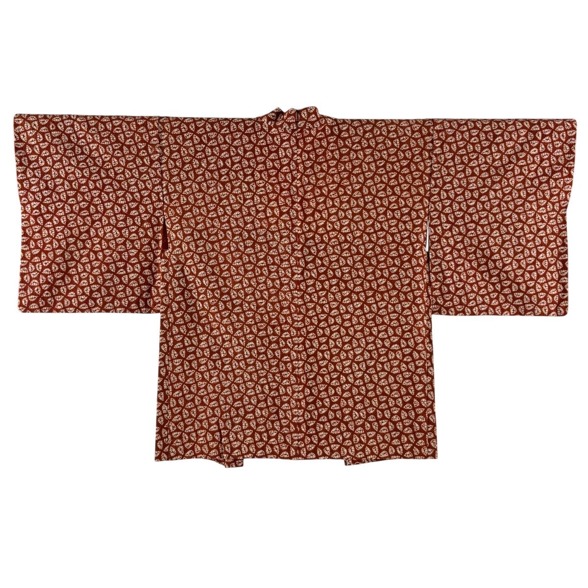 羽織 身丈78cm 裄丈63cm S 幾何学模様 絞り 赤茶 正絹 逸品｜中古