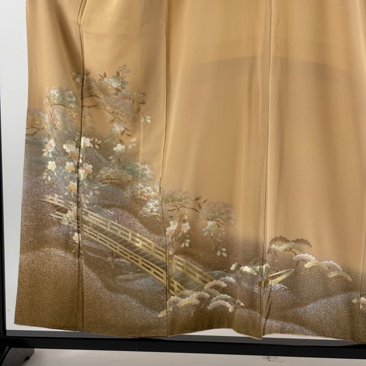 訪問着 身丈154.5cm 裄丈65cm M 袷 和田光正 落款あり 松 桜 金銀彩