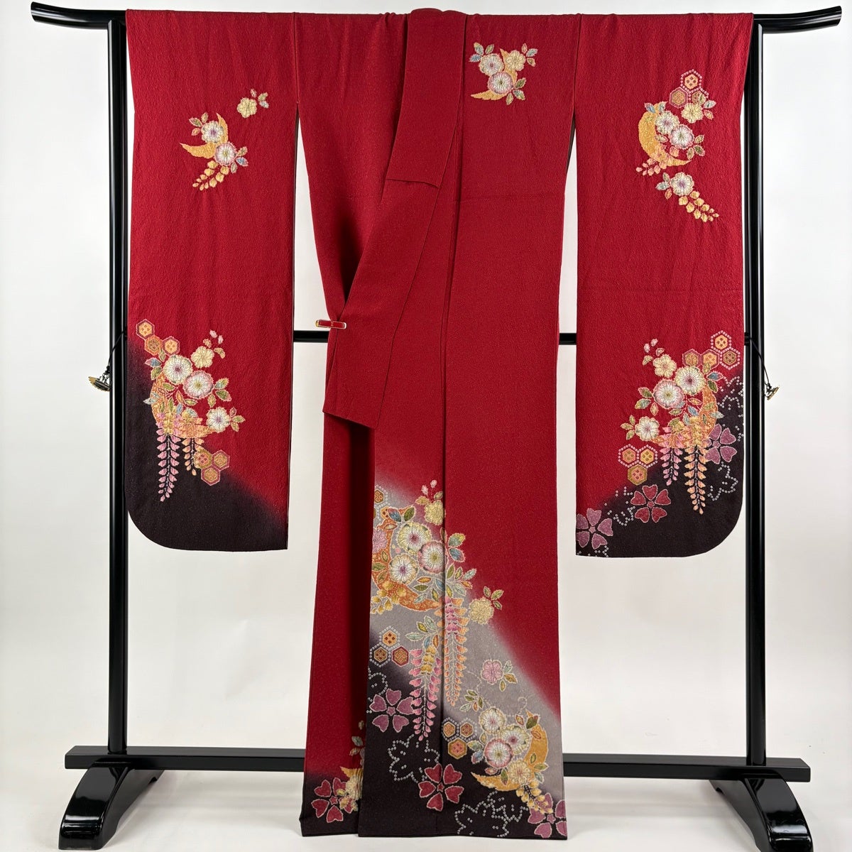 美品】 振袖 身丈165.5cm 裄丈68cm L 袷 徳永憲峯 落款あり 辻が花