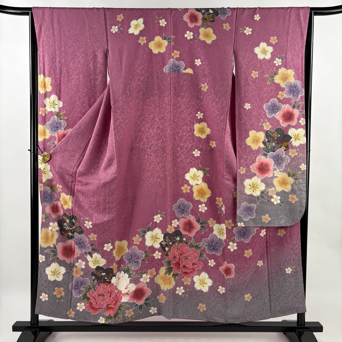 振袖 名品 身丈158.5cm 裄丈65.5cm 【中古】 振袖 身丈158.5cm 裄丈65.5cm M 袷 地紋 赤茶 正絹 名品 一つ紋｜中古