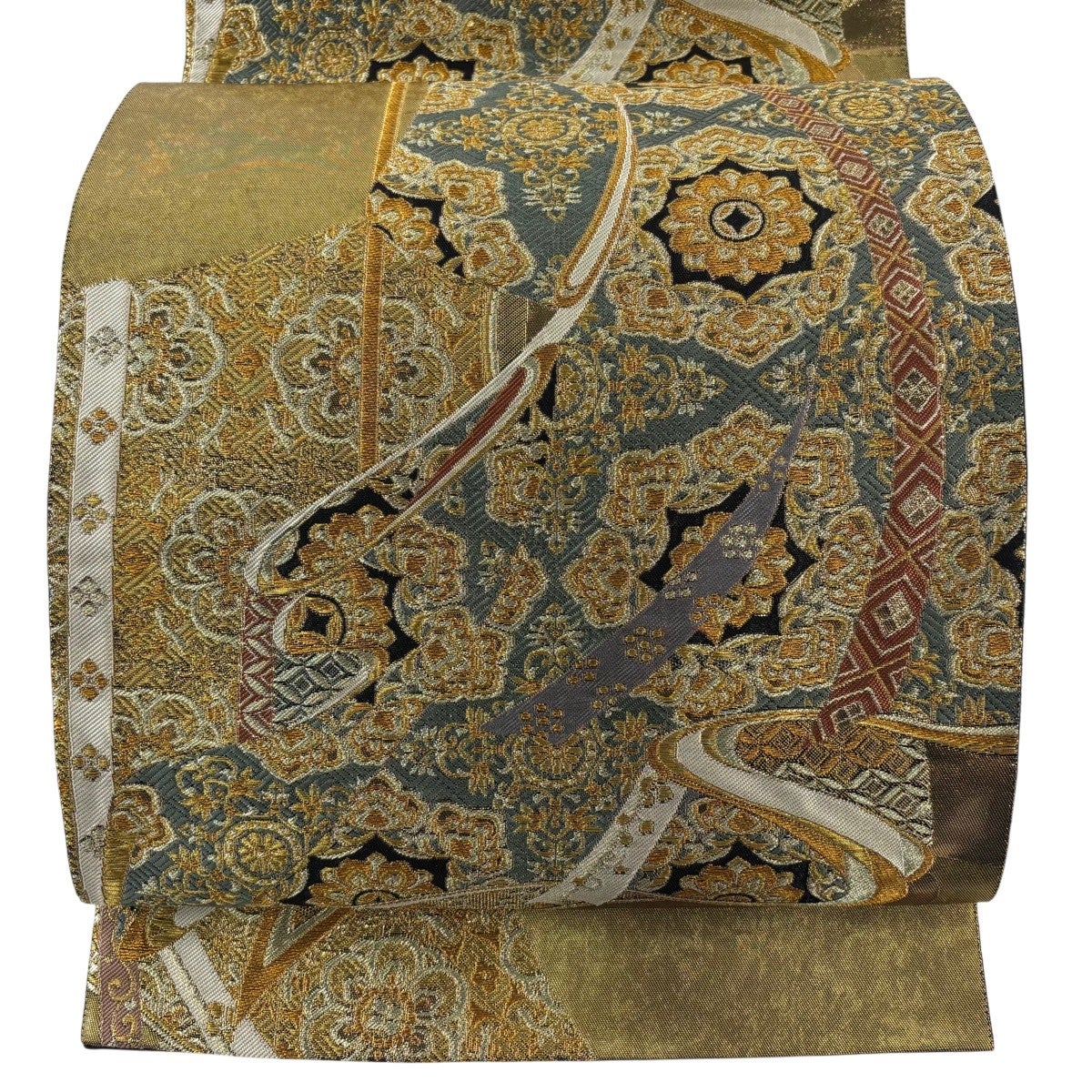 袋帯 逸品 華文 花鳥 金銀糸 刺繍 金色 六通 正絹｜中古・古着