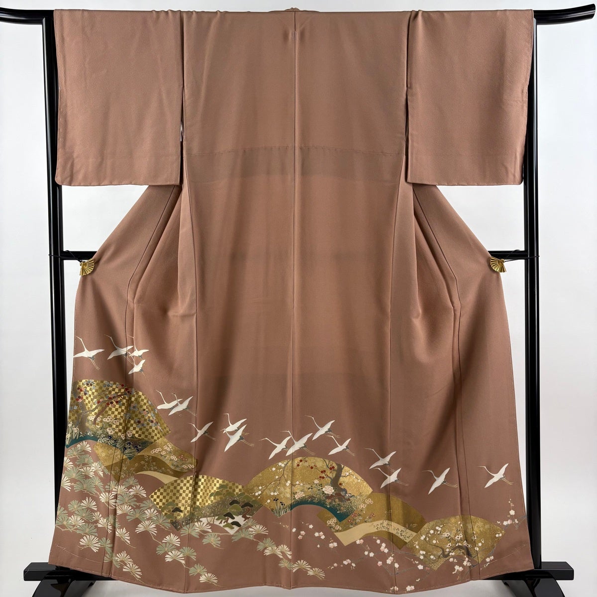 色留袖 ☆正絹 袷 茶色グラデーション 一つ紋 裄丈69cm リサイクル着物】色留袖 身丈164.5cm 裄丈67cm～ 袷 胡桃色 京友禅