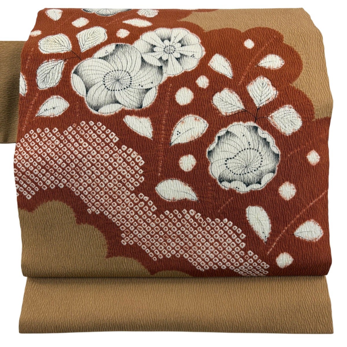美品】 名古屋帯 逸品 大脇一心 落款あり 辻が花 霞 青灰色 正絹｜中古