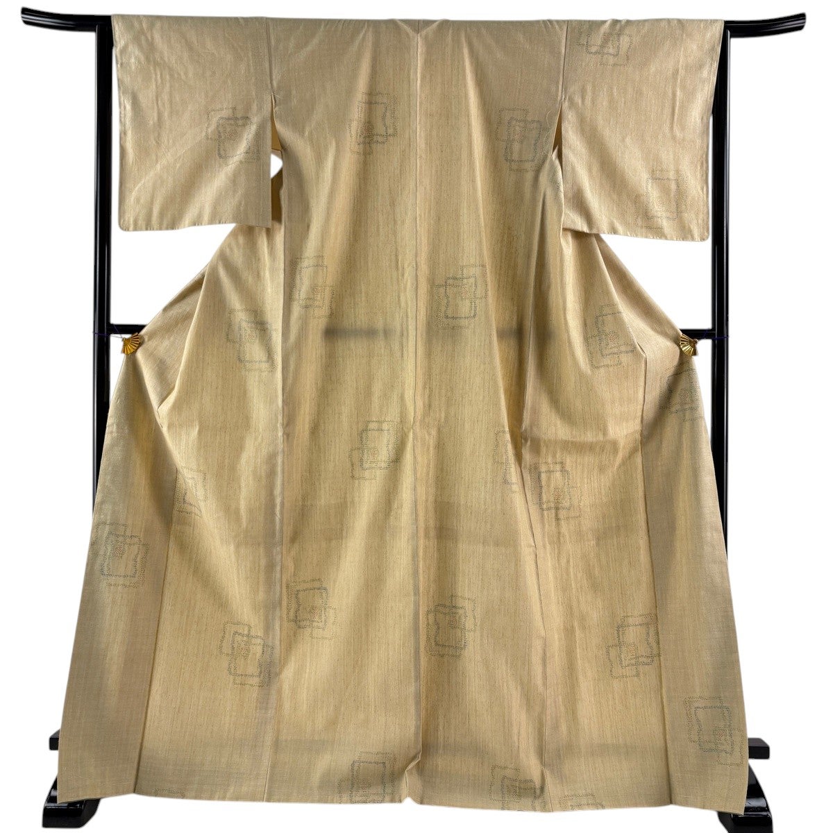 美品】 結城紬 身丈171cm 裄丈64.5cm M 袷 本場結城紬 奥順 証紙あり