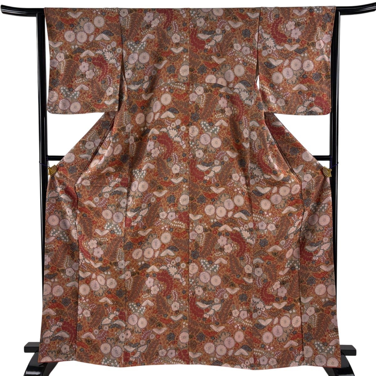 美品】 袋帯 秀品 辻が花柄 桜 箔 薄オレンジ 六通 正絹|中古・古着 美品】 袋帯 秀品 辻が花柄 桜 箔 薄オレンジ 六通 正絹|中古・古着