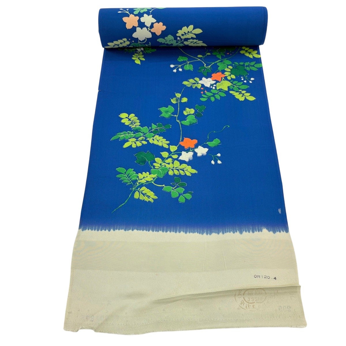 反物 秀品 小紋 枝花 青 正絹｜中古・古着・リサイクル着物通販