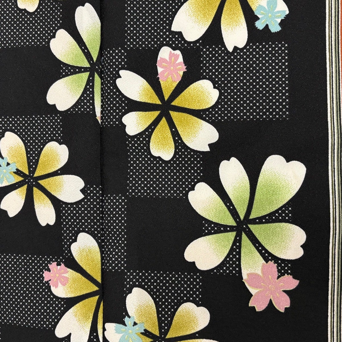 美品】 小紋 身丈165cm 裄丈66.5cm M 袷 名古屋帯セット 洗える着物 花