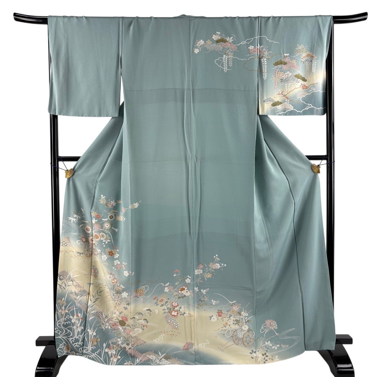 訪問着 身丈161cm 裄丈68cm L 袷 袋帯セット 辻が花 花菱 金彩 ぼかし