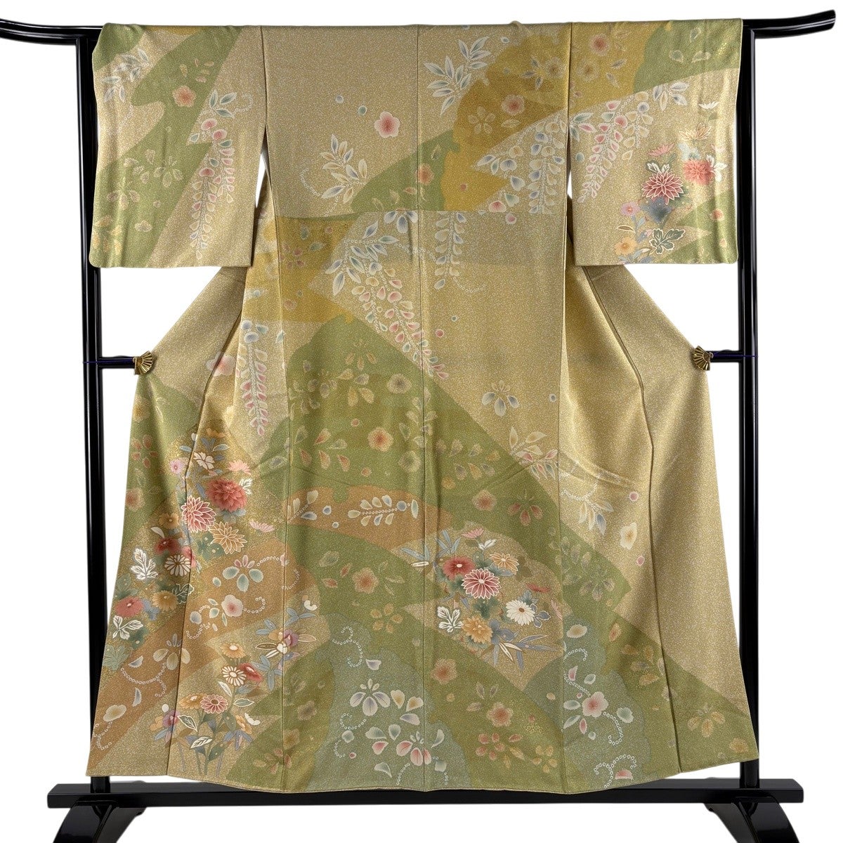 50%OFF 訪問着 身丈155cm 裄丈63cm S 袷 菊 梅 金銀彩 ベージュ 正絹
