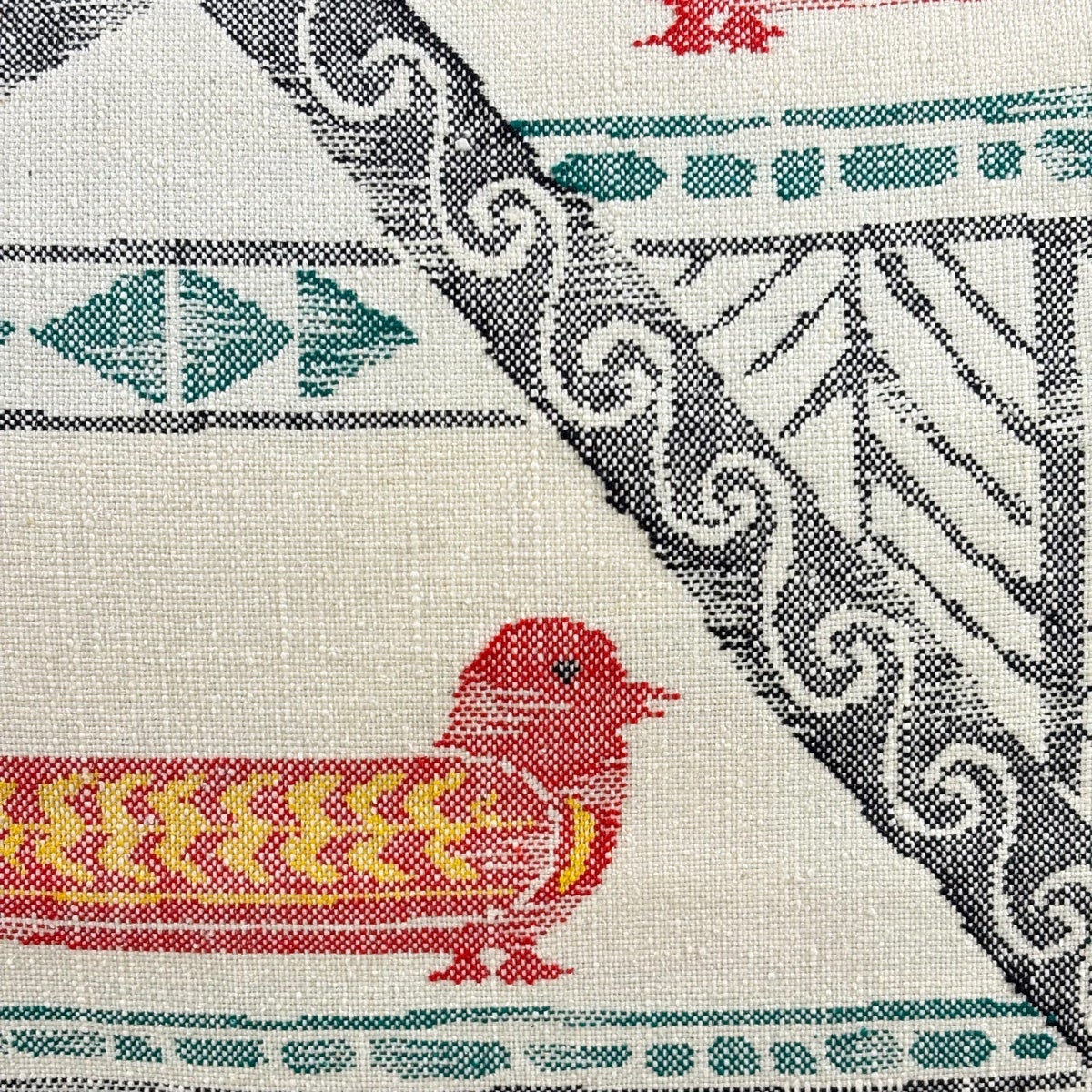 美品】 名古屋帯 優品 八寸名古屋帯 松葉仕立て 鳥 幾何学模様