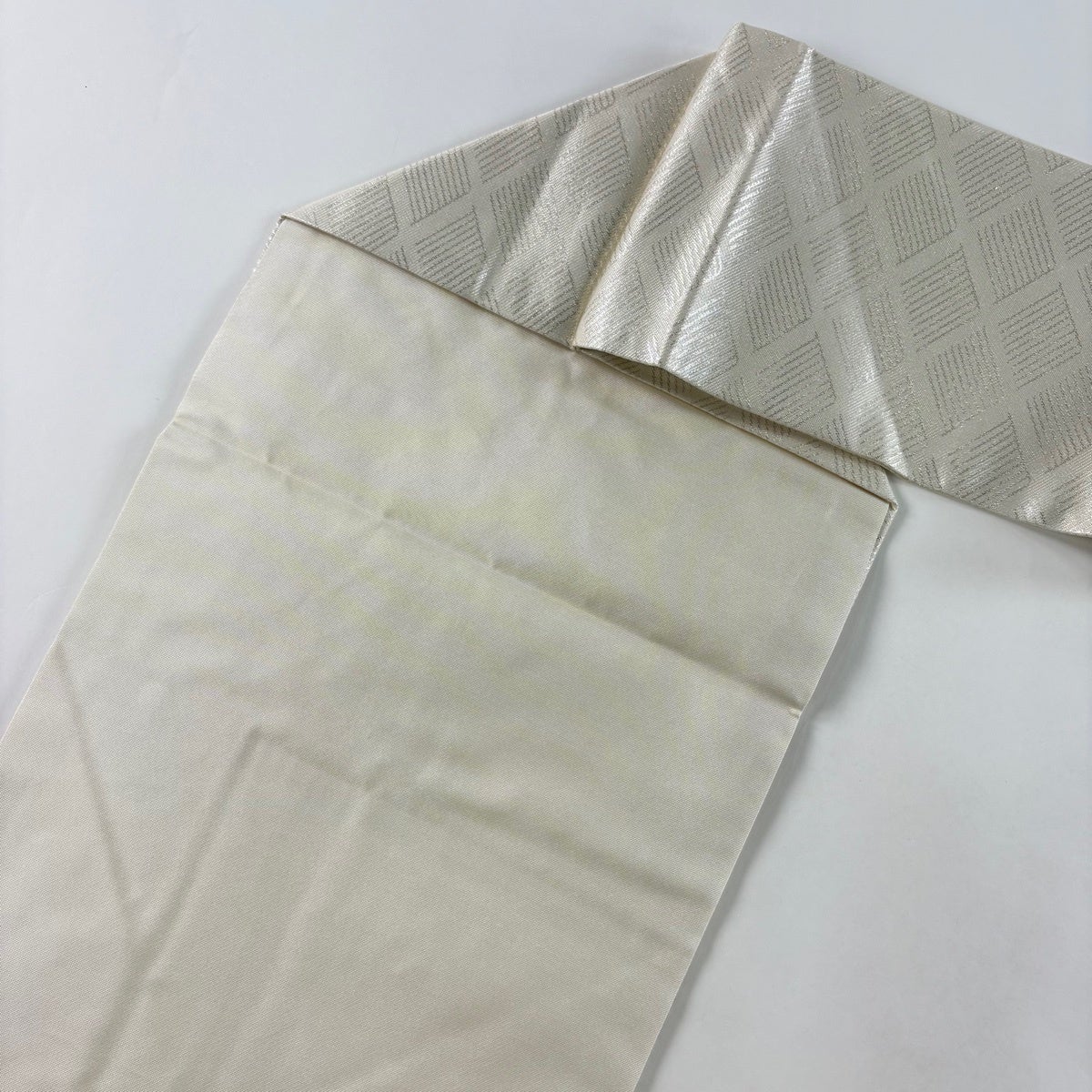 名古屋帯 優品 扇面 草花 金銀糸 銀色 正絹｜中古・古着・リサイクル