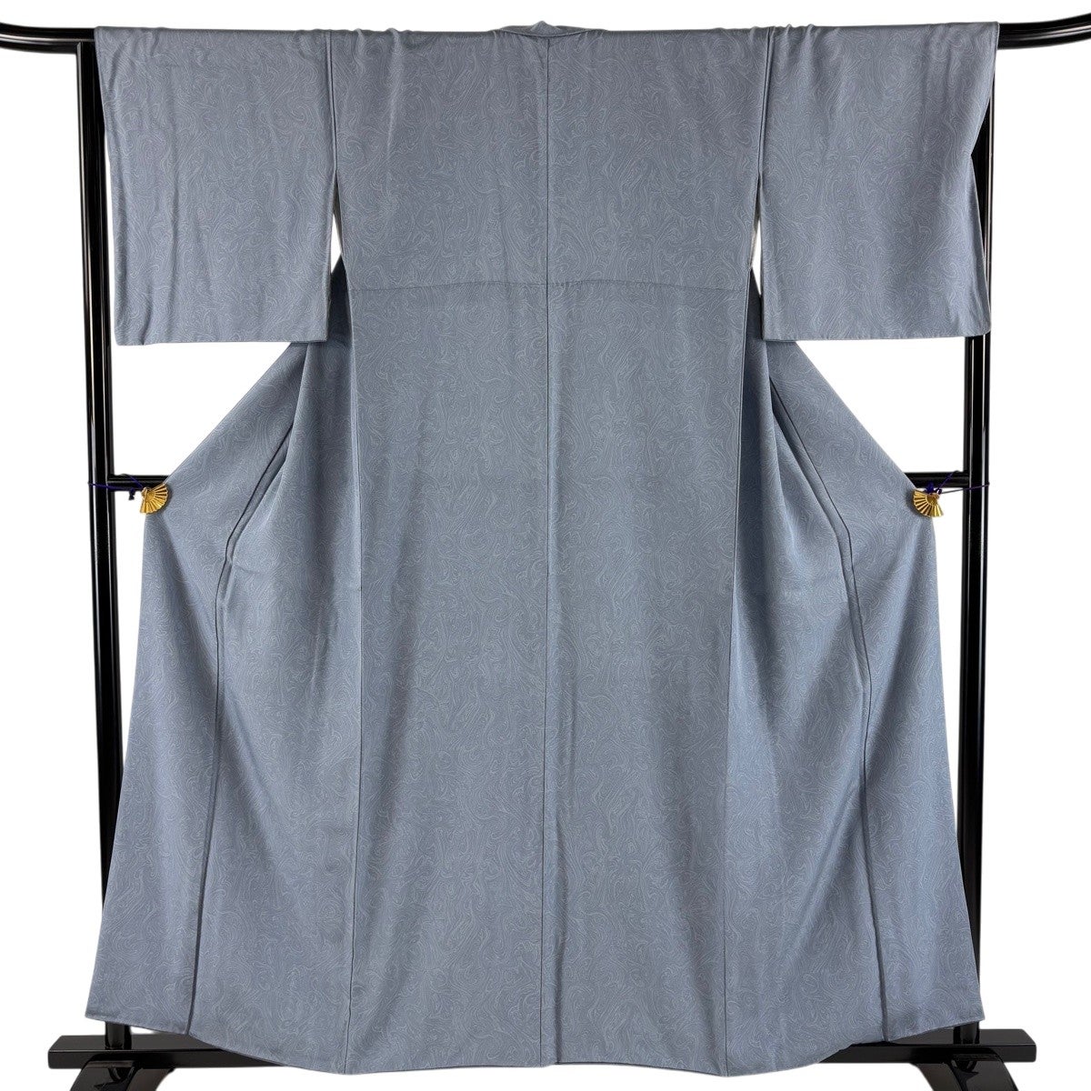 ★専用裄直し★美品 小紋 濃いブルーグレー 身丈160.0cm 袷 お洒落 正絹 美品】 小紋 身丈158.5cm 裄丈66cm M 袷 墨流し 青灰色 正絹 名品