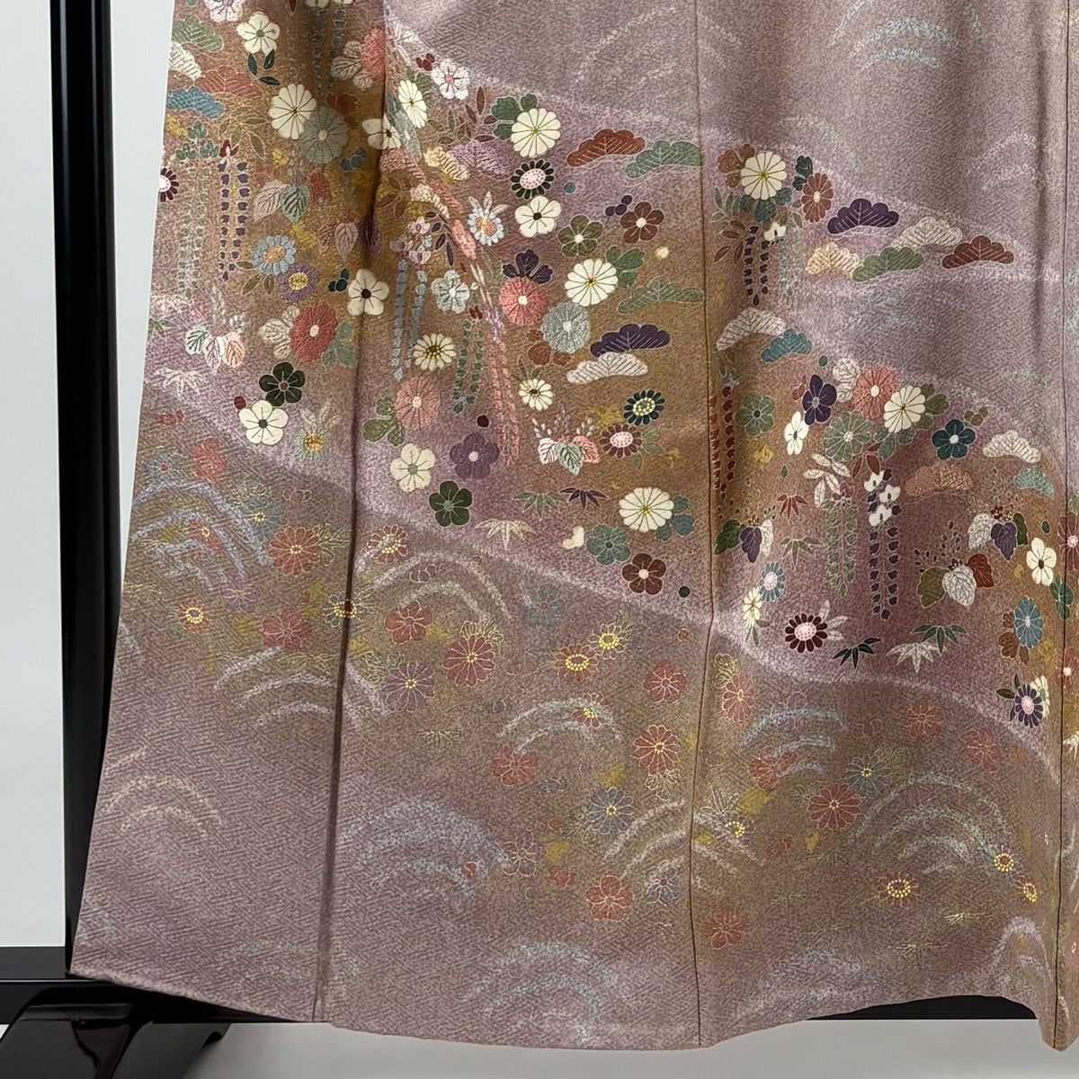 訪問着 身丈158.5cm 裄丈66.5cm M 袷 松井青々 落款あり 松竹梅 藤