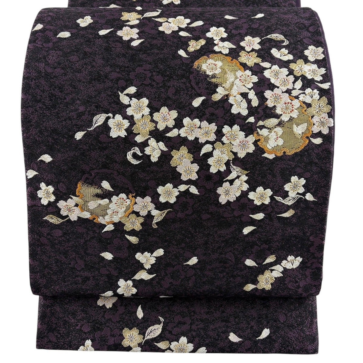 袋帯 名品 雪輪 花びら 箔 深緑 六通 正絹｜中古・古着・リサイクル
