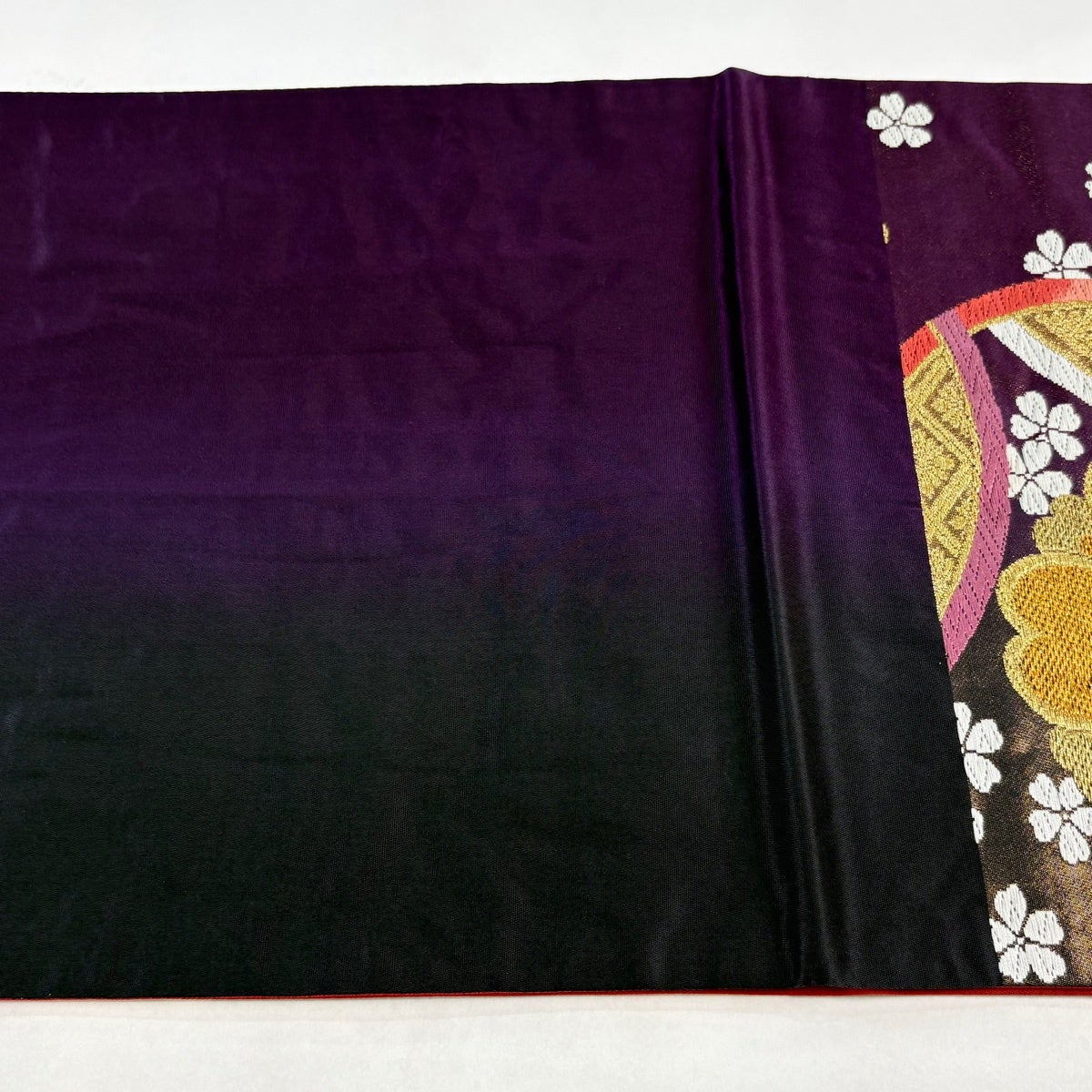 袋帯 秀品 桜 有職文様 金銀糸 唐織 紫 六通 正絹｜中古・古着