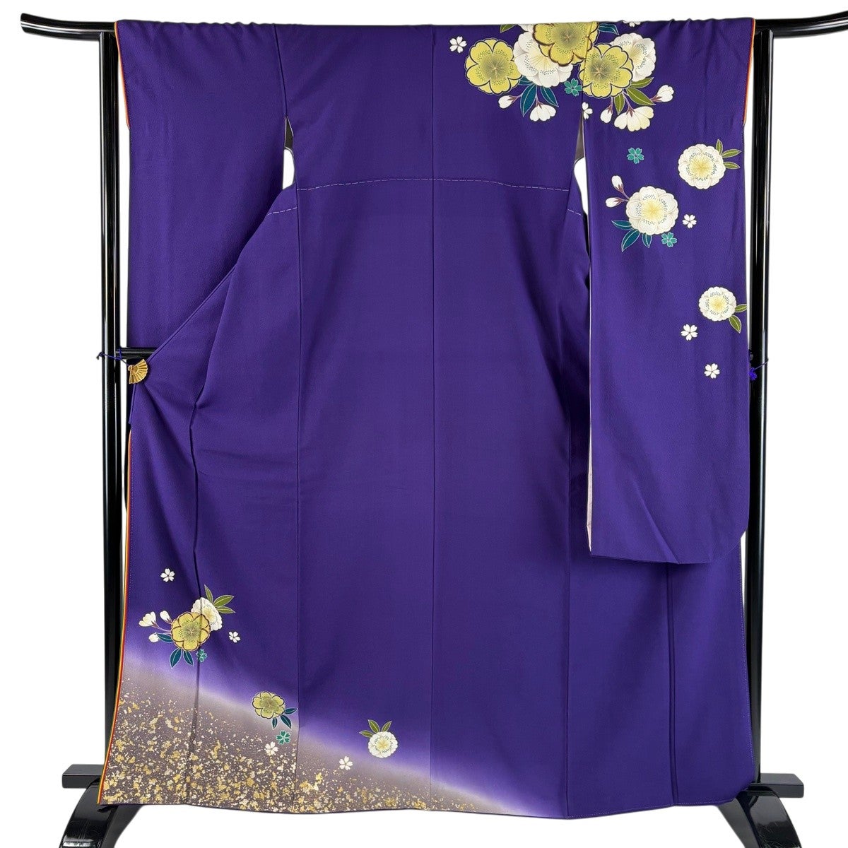 振袖 身丈164cm 裄丈64cm M 袷 桜 金糸 金彩 紫 正絹 秀品｜中古・古着