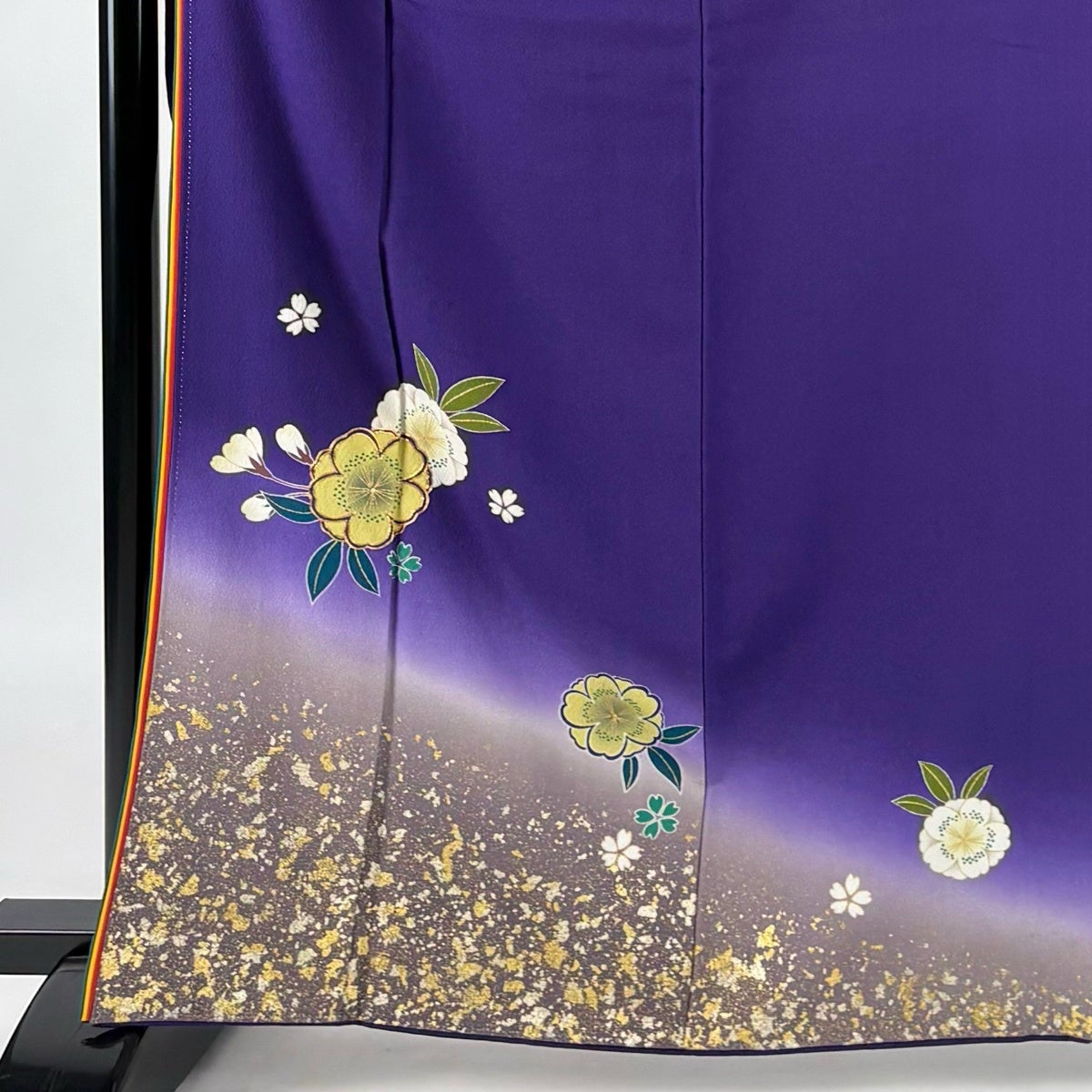 振袖 身丈164cm 裄丈64cm M 袷 桜 金糸 金彩 紫 正絹 秀品｜中古・古着