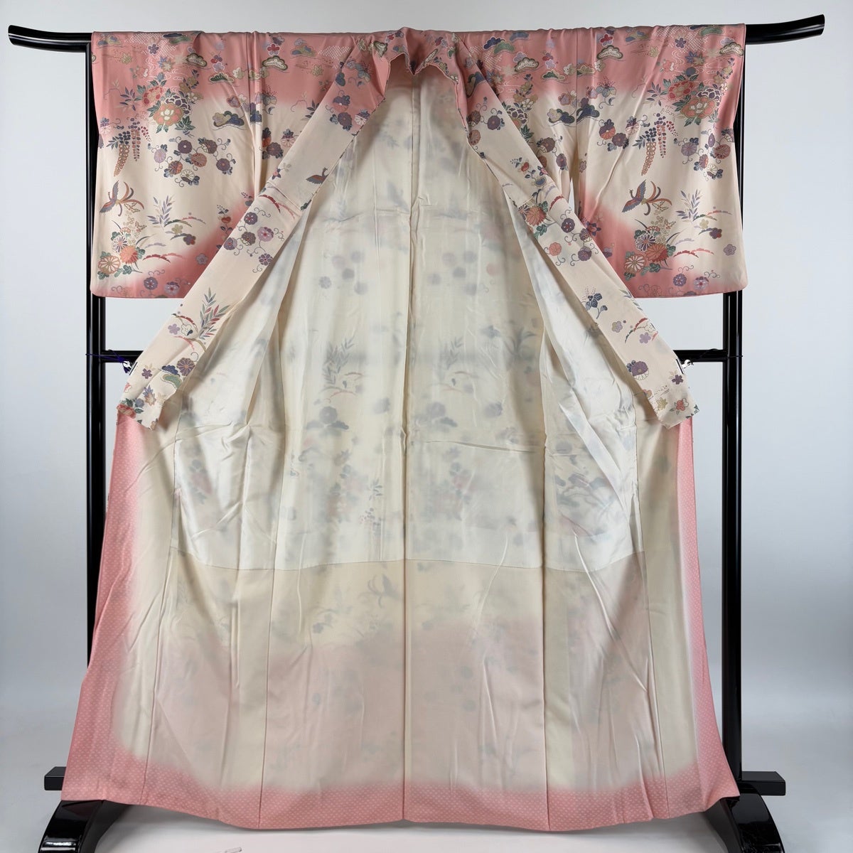 訪問着 身丈163.5cm 裄丈67cm M 袷 鳳凰 松竹梅 金彩 染め分け 薄