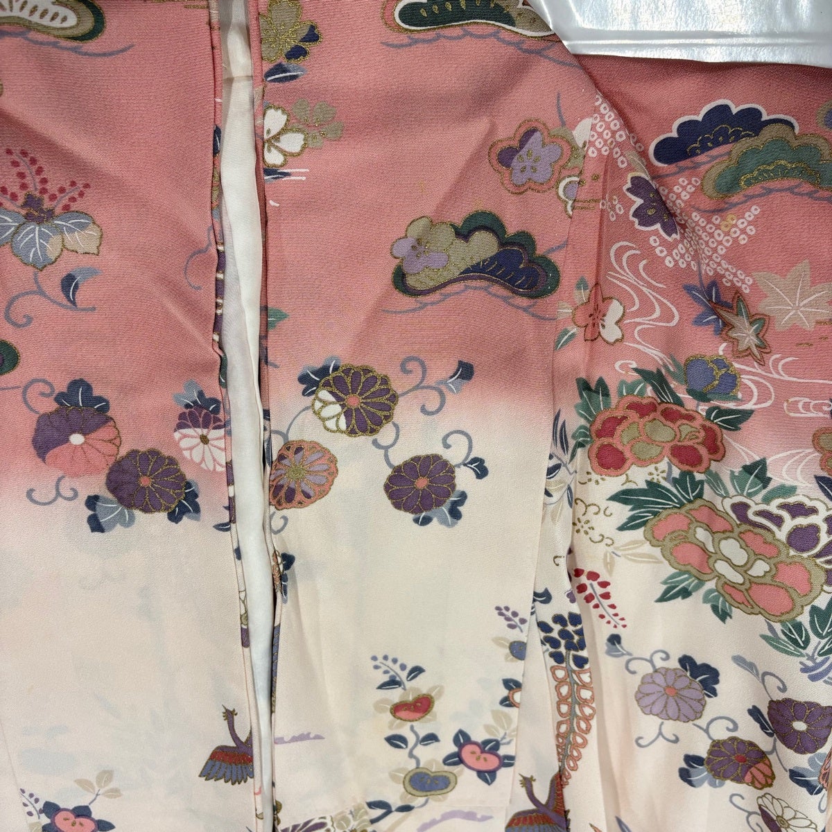 訪問着 身丈163.5cm 裄丈67cm M 袷 鳳凰 松竹梅 金彩 染め分け 薄