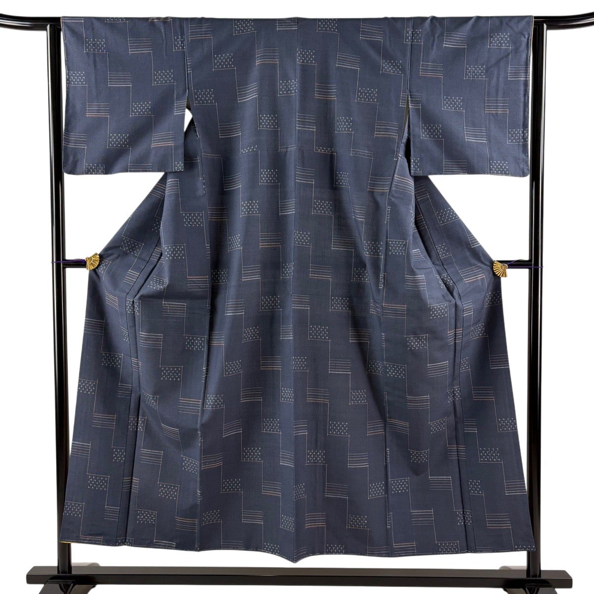 50%OFF 【美品】 江戸小紋 身丈158cm 裄丈62cm S 袷 菊 花唐草 藍色