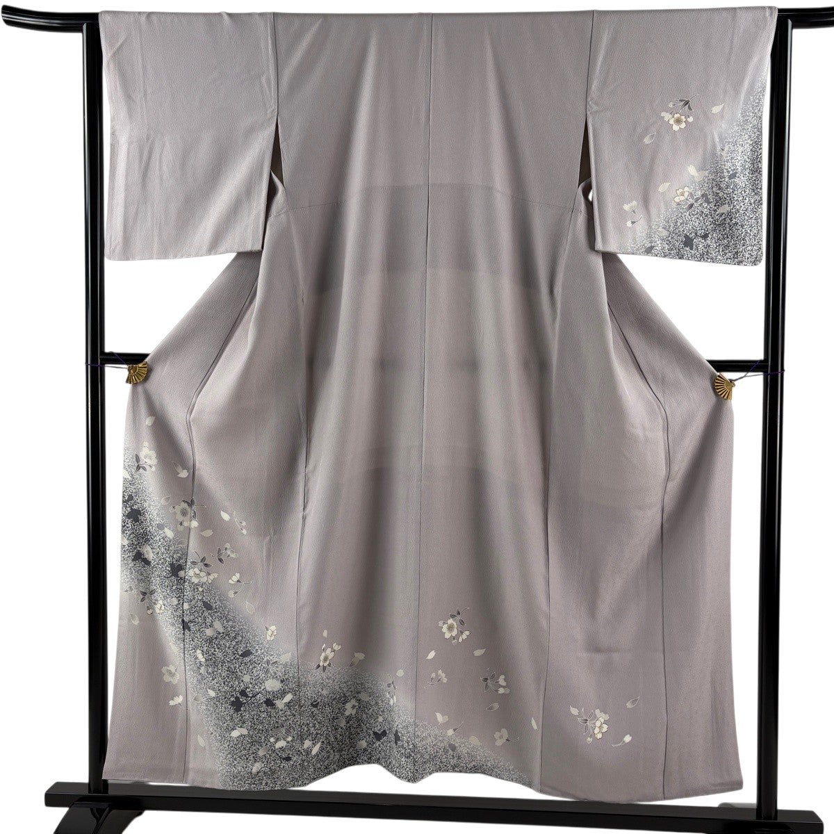 付下げ 身丈155cm 裄丈62.5cm S 袷 桜 金彩 灰紫 正絹 秀品｜中古