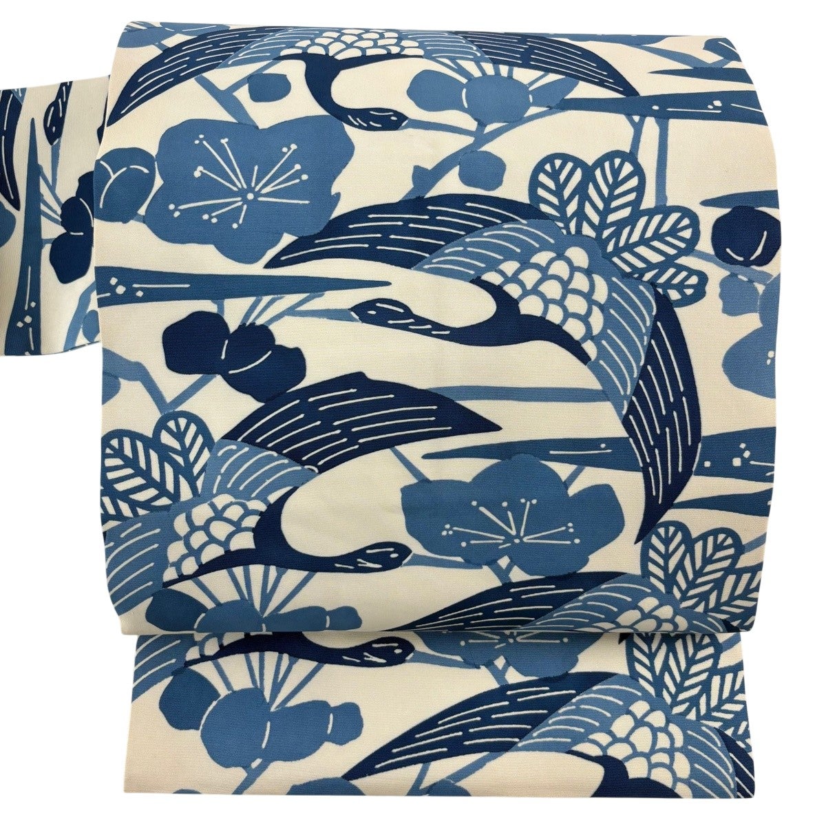 名古屋帯 秀品 鳥 枝梅 クリーム 正絹｜中古・古着・リサイクル着物