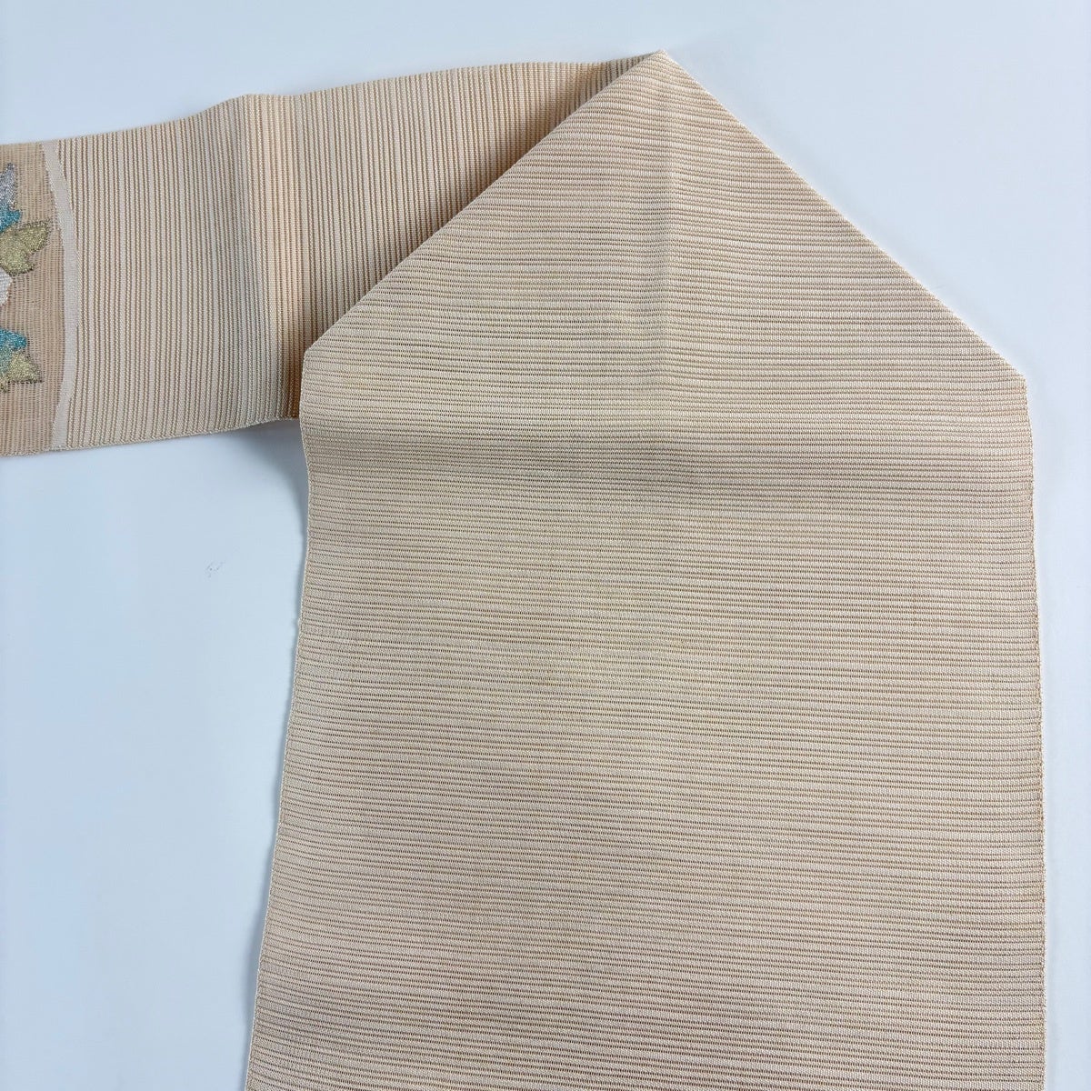 名古屋帯 秀品 夏帯 絽 草花 金銀糸 ベージュ 正絹｜中古・古着