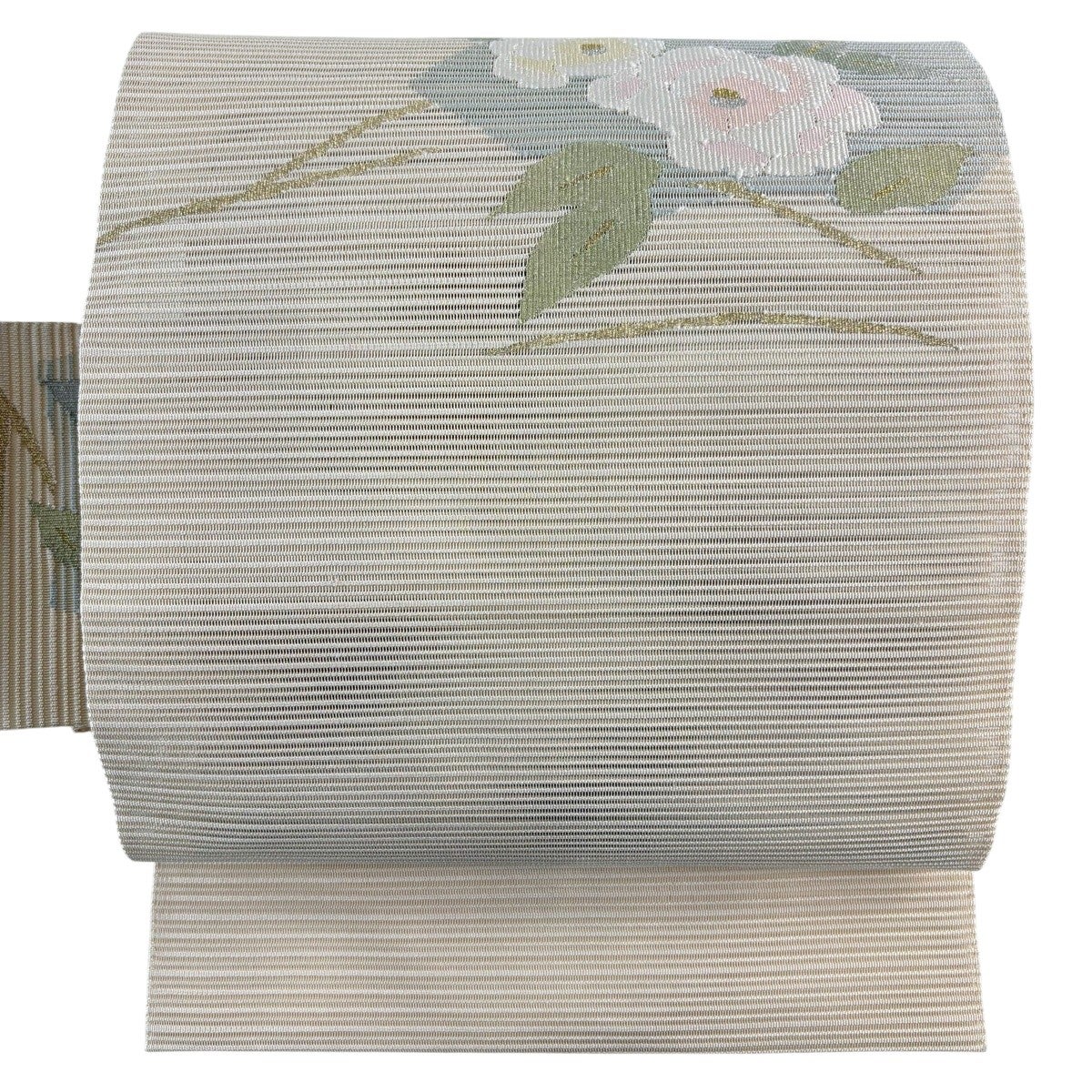 美品】 名古屋帯 秀品 夏帯 絽 枝花 金銀糸 ベージュ 正絹｜中古・古着