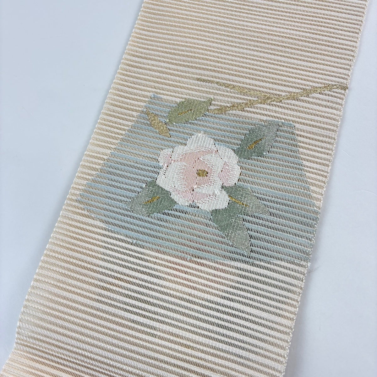 美品】 名古屋帯 秀品 夏帯 絽 枝花 金銀糸 ベージュ 正絹｜中古・古着